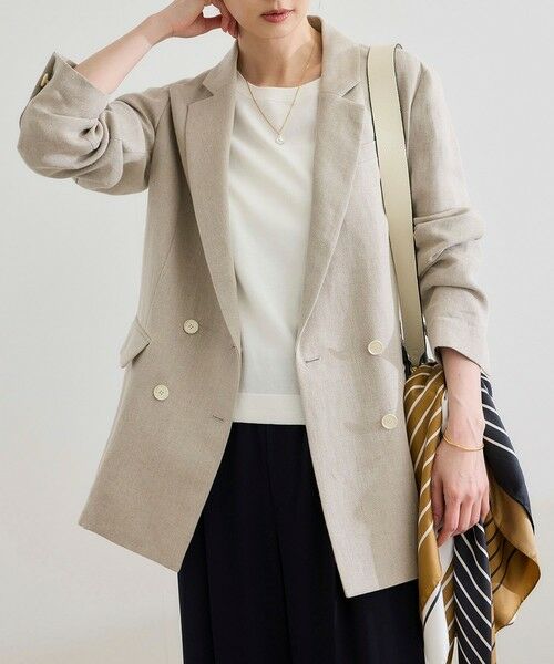 ROPE'/ロペ 尾州リネンダブルブレストジャケット ベージュ(27) 36 ROPE'/ロペ 尾州リネンダブルブレストジャケット ベージュ(27) 36