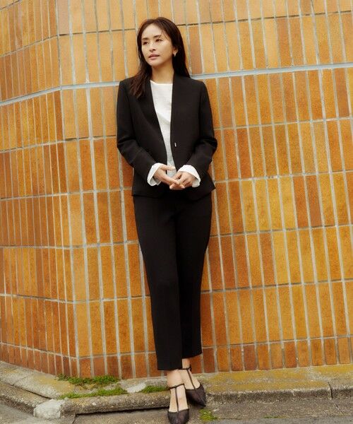 ROPE' / ロペ ノーカラージャケット | トリアセバックサテン ジャケット【オフィス/通勤/セットアップ対応】/洗える | 詳細4