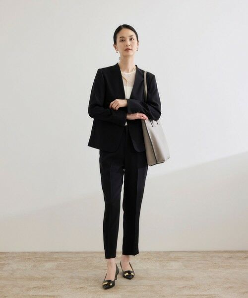 ROPE' / ロペ ノーカラージャケット | トリアセバックサテン ジャケット【オフィス/通勤/セットアップ対応】/洗える | 詳細8