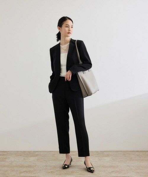 ROPE' / ロペ ノーカラージャケット | トリアセバックサテン ジャケット【オフィス/通勤/セットアップ対応】/洗える | 詳細9