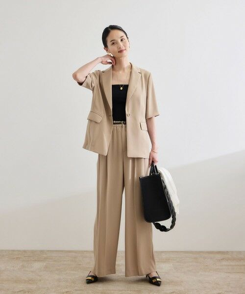 ROPE' / ロペ テーラードジャケット | 【洗える・カセット服・新色追加】トリアセバックサテン ハーフスリーブジャケット/セットアップ対応 | 詳細8