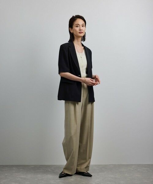 ROPE' / ロペ テーラードジャケット | 【洗える・カセット服・新色追加】トリアセバックサテン ハーフスリーブジャケット/セットアップ対応 | 詳細11