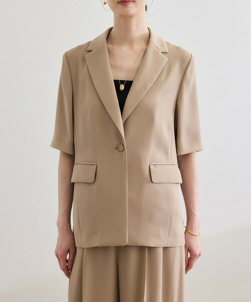 ROPE' / ロペ テーラードジャケット | 【洗える・カセット服・新色追加】トリアセバックサテン ハーフスリーブジャケット/セットアップ対応 | 詳細12