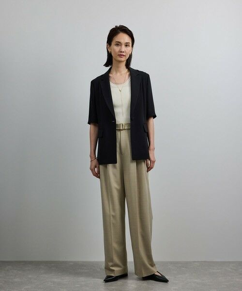 ROPE' / ロペ テーラードジャケット | 【洗える・カセット服・新色追加】トリアセバックサテン ハーフスリーブジャケット/セットアップ対応 | 詳細2