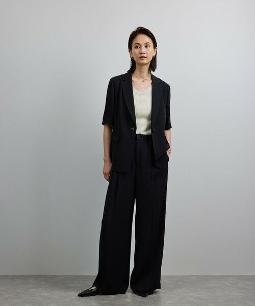 ROPE' / ロペ テーラードジャケット | 【洗える・カセット服・新色追加】トリアセバックサテン ハーフスリーブジャケット/セットアップ対応 | 詳細4