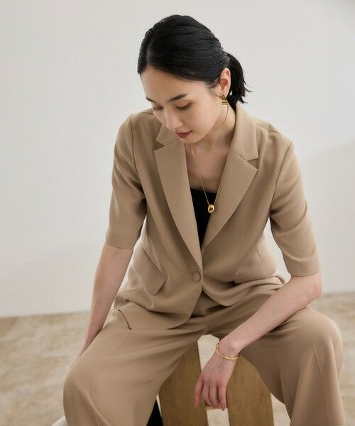 ROPE' / ロペ テーラードジャケット | 【洗える・カセット服・新色追加】トリアセバックサテン ハーフスリーブジャケット/セットアップ対応 | 詳細5