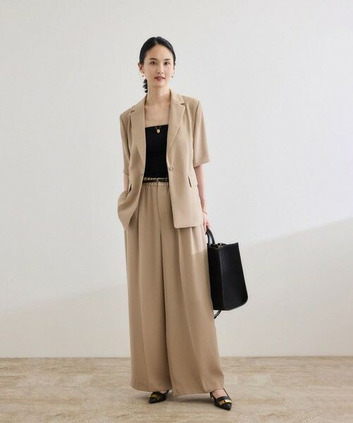 ROPE' / ロペ テーラードジャケット | 【洗える・カセット服・新色追加】トリアセバックサテン ハーフスリーブジャケット/セットアップ対応 | 詳細6