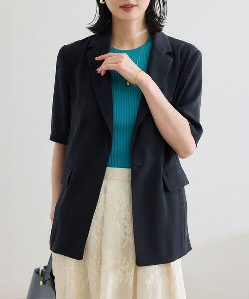 ROPE' / ロペ テーラードジャケット | 【洗える・カセット服・新色追加】トリアセバックサテン ハーフスリーブジャケット/セットアップ対応 | 詳細29