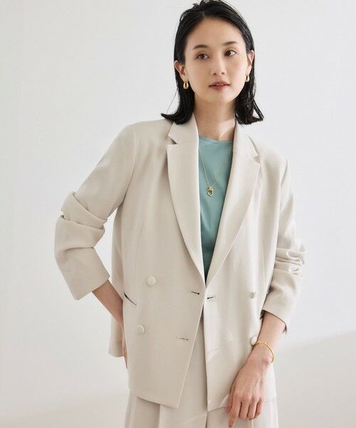 ROPE' / ロペ テーラードジャケット | バックサテンダブルブレストジャケット（ベージュ(27)）