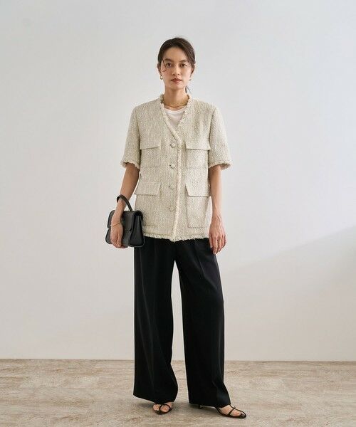 ROPE' / ロペ ノーカラージャケット | サマーツイードハーフスリーブジャケット | 詳細1