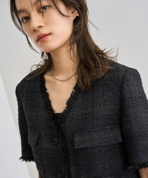 ROPE' / ロペ ノーカラージャケット | サマーツイードハーフスリーブジャケット | 詳細10