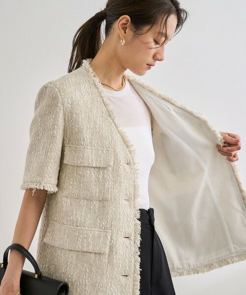ROPE' / ロペ ノーカラージャケット | サマーツイードハーフスリーブジャケット | 詳細5
