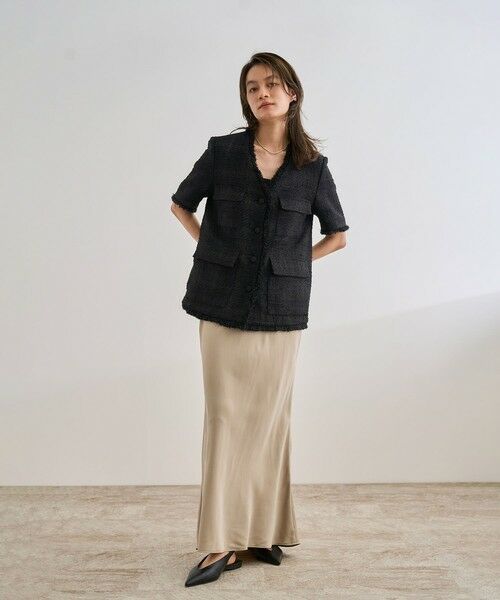 ROPE' / ロペ ノーカラージャケット | サマーツイードハーフスリーブジャケット | 詳細6