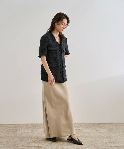 ROPE' / ロペ ノーカラージャケット | サマーツイードハーフスリーブジャケット | 詳細7