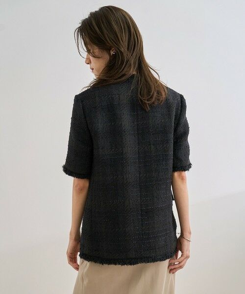 ROPE' / ロペ ノーカラージャケット | サマーツイードハーフスリーブジャケット | 詳細9