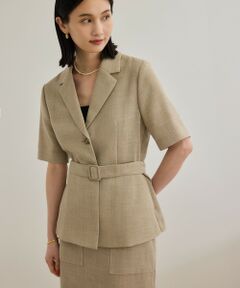 ROPE' / ロペ テーラードジャケット | リネンライク ベルテッドジャケット/セットアップ対応