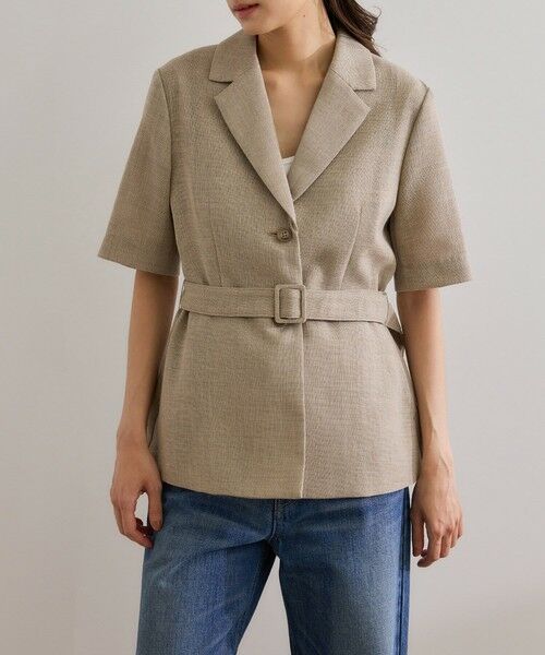 ROPE' / ロペ テーラードジャケット | リネンライク ベルテッドジャケット/セットアップ対応 | 詳細9