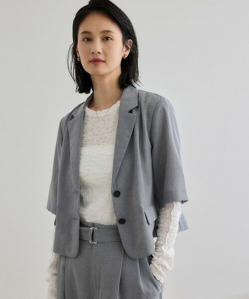 ROPE'/ロペ 【洗える】リネンライクコンパクトジャケット/セットアップ対応【WEB・一部店舗限定】 グレー(07) 38 ROPE'/ロペ 【洗える】リネンライクコンパクトジャケット/セットアップ対応【WEB・一部店舗限定】 グレー(07) 38