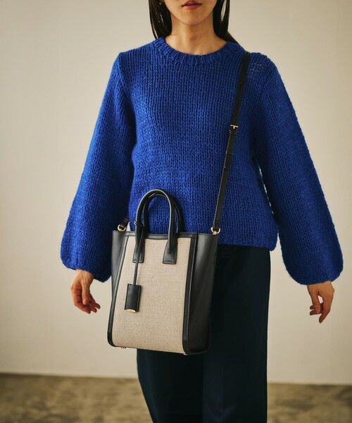 ROPE'/ロペ 【E'POR】 I BAG Medium(キャンバスコンビ縦型トートバッグ) ブラック系(02) F ROPE'/ロペ 【E'POR】 I BAG Medium(キャンバスコンビ縦型トートバッグ) ブラック系(02) F