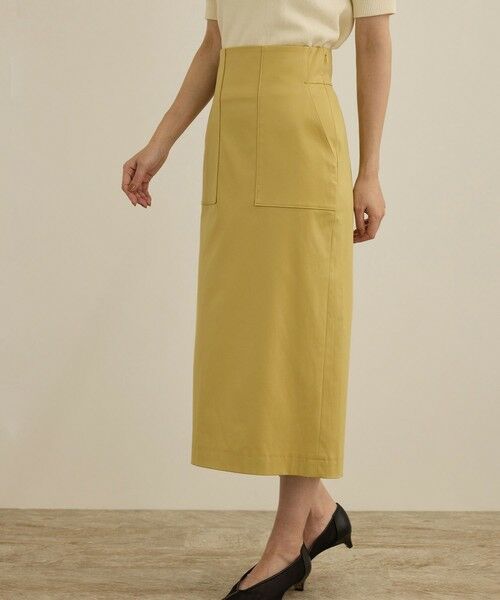 ROPE' / ロペ ミニ・ひざ丈スカート | 【J'aDoRe・店舗限定】キュプラストレッチポケット付きタイトスカート/洗える(イエロー(80))