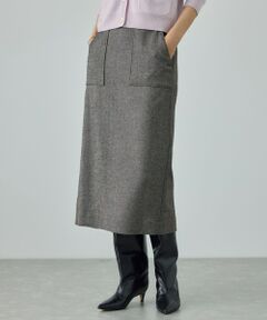 ROPE' / ロペ ロング・マキシ丈スカート | [美人スカート]ウールレーヨンポケット付きタイトスカート(ヘリンボーン/グレンチェック)/セットアップ対応
