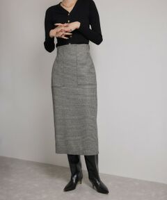 ROPE' / ロペ ロング・マキシ丈スカート | [美人スカート]ウールレーヨンポケット付きタイトスカート(ヘリンボーン/グレンチェック)/セットアップ対応