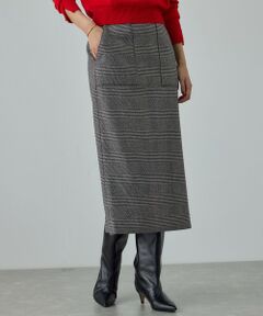 ROPE' / ロペ ロング・マキシ丈スカート | [美人スカート]ウールレーヨンポケット付きタイトスカート(ヘリンボーン/グレンチェック)/セットアップ対応