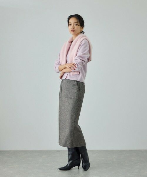 ROPE' / ロペ ロング・マキシ丈スカート | [美人スカート]ウールレーヨンポケット付きタイトスカート(ヘリンボーン/グレンチェック)/セットアップ対応 | 詳細10