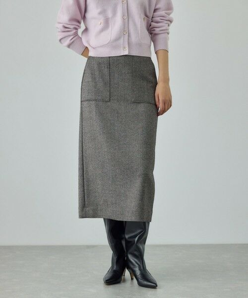 ROPE' / ロペ ロング・マキシ丈スカート | [美人スカート]ウールレーヨンポケット付きタイトスカート(ヘリンボーン/グレンチェック)/セットアップ対応 | 詳細12