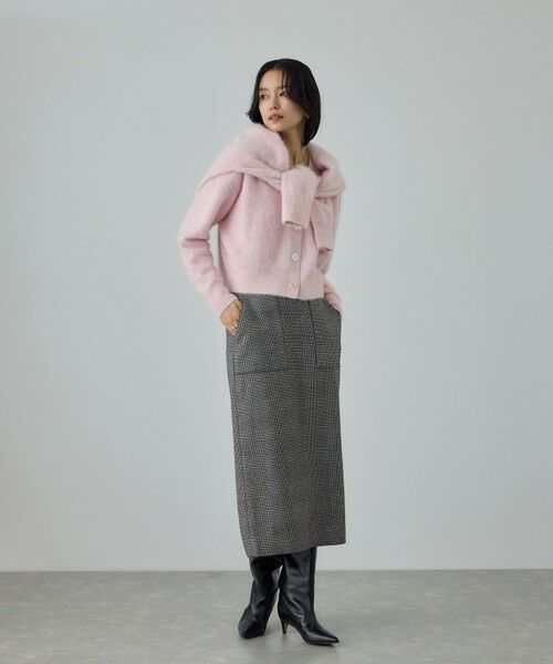 ROPE' / ロペ ロング・マキシ丈スカート | [美人スカート]ウールレーヨンポケット付きタイトスカート(ヘリンボーン/グレンチェック)/セットアップ対応 | 詳細15