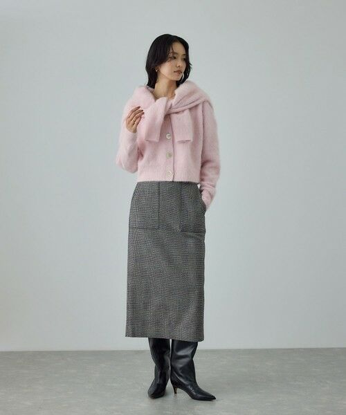 ROPE' / ロペ ロング・マキシ丈スカート | [美人スカート]ウールレーヨンポケット付きタイトスカート(ヘリンボーン/グレンチェック)/セットアップ対応 | 詳細16