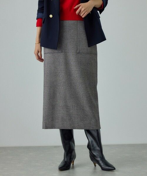 ROPE' / ロペ ロング・マキシ丈スカート | [美人スカート]ウールレーヨンポケット付きタイトスカート(ヘリンボーン/グレンチェック)/セットアップ対応 | 詳細20