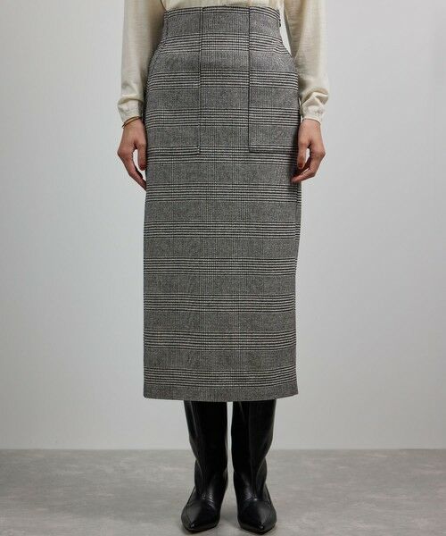 ROPE' / ロペ ロング・マキシ丈スカート | [美人スカート]ウールレーヨンポケット付きタイトスカート(ヘリンボーン/グレンチェック)/セットアップ対応 | 詳細23