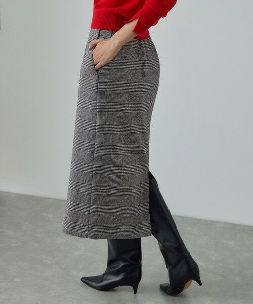 ROPE' / ロペ ロング・マキシ丈スカート | [美人スカート]ウールレーヨンポケット付きタイトスカート(ヘリンボーン/グレンチェック)/セットアップ対応 | 詳細6