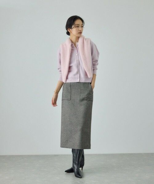 ROPE' / ロペ ロング・マキシ丈スカート | [美人スカート]ウールレーヨンポケット付きタイトスカート(ヘリンボーン/グレンチェック)/セットアップ対応 | 詳細9