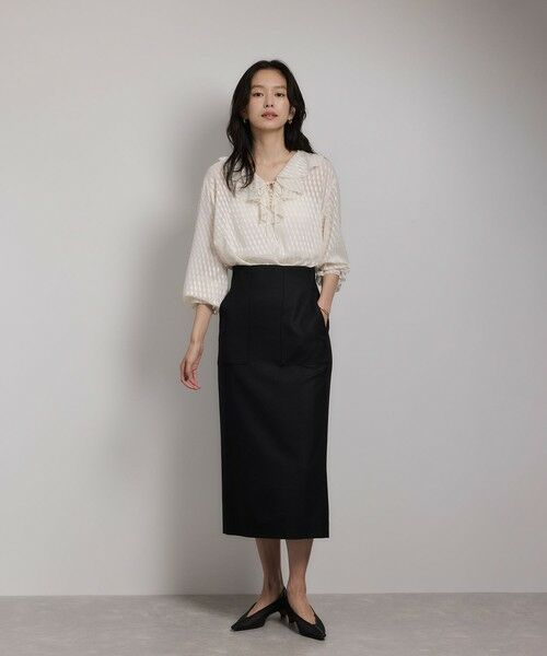 ROPE' / ロペ ロング・マキシ丈スカート | [美人スカート]ウールレーヨンポケット付きタイトスカート(無地)/イージーケア・セットアップ対応 | 詳細3