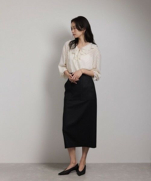 ROPE' / ロペ ロング・マキシ丈スカート | [美人スカート]ウールレーヨンポケット付きタイトスカート(無地)/イージーケア・セットアップ対応 | 詳細4
