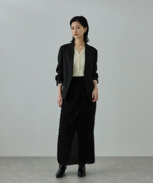 ROPE' / ロペ ミニ・ひざ丈スカート | カットジャガードIラインタイトスカート/イージーケア | 詳細10