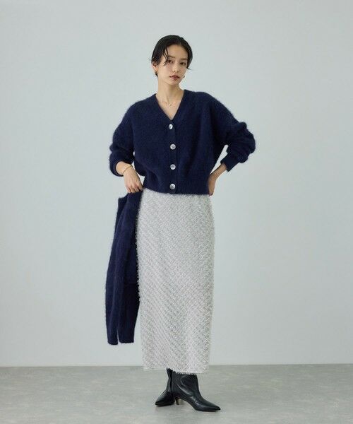 ROPE' / ロペ ミニ・ひざ丈スカート | カットジャガードIラインタイトスカート/イージーケア | 詳細3