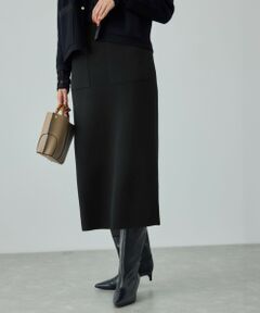 ROPE' / ロペ ミニ・ひざ丈スカート | ウール混ニットポケット付きタイトスカート/イージーケア・セットアップ対応