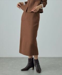 ROPE' / ロペ ミニ・ひざ丈スカート | ウール混ニットポケット付きタイトスカート/イージーケア・セットアップ対応