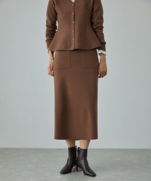 ROPE' / ロペ ミニ・ひざ丈スカート | ウール混ニットポケット付きタイトスカート/イージーケア・セットアップ対応 | 詳細2