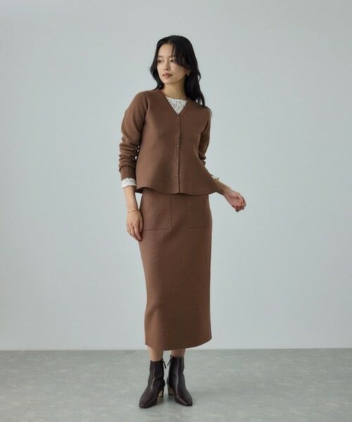 ROPE' / ロペ ミニ・ひざ丈スカート | ウール混ニットポケット付きタイトスカート/イージーケア・セットアップ対応 | 詳細3