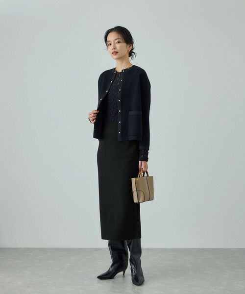 ROPE' / ロペ ミニ・ひざ丈スカート | ウール混ニットポケット付きタイトスカート/イージーケア・セットアップ対応 | 詳細7