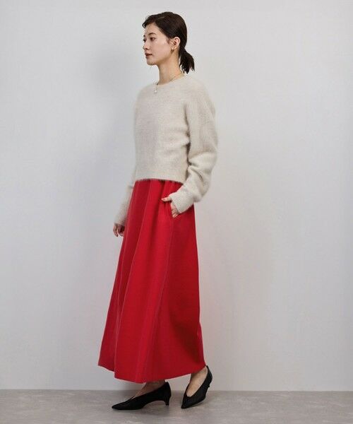 ROPE' / ロペ ロング・マキシ丈ワンピース | シルクコットン総針Aラインワンピース/イージーケア（レッド(60)）