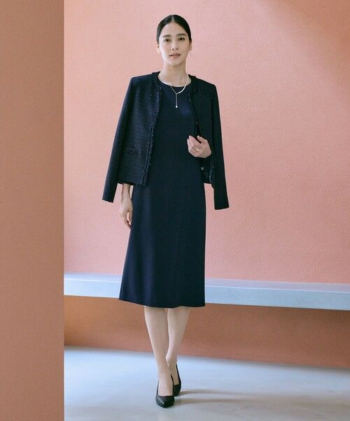 ROPE' / ロペ ミニ丈・ひざ丈ワンピース | トリアセダブルクロス ウエストコンシャスワンピース/イージーケア・セットアップ対応・25AW | 詳細1