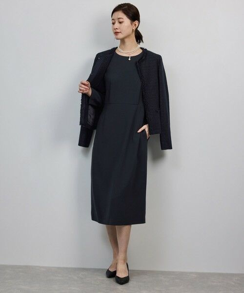 ROPE' / ロペ ミニ丈・ひざ丈ワンピース | トリアセダブルクロス ウエストコンシャスワンピース/イージーケア・セットアップ対応・25AW | 詳細3