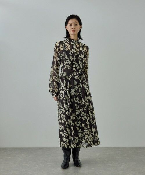 ROPE' / ロペ ロング・マキシ丈ワンピース | フラワープリントタックワンピース/イージーケア | 詳細7