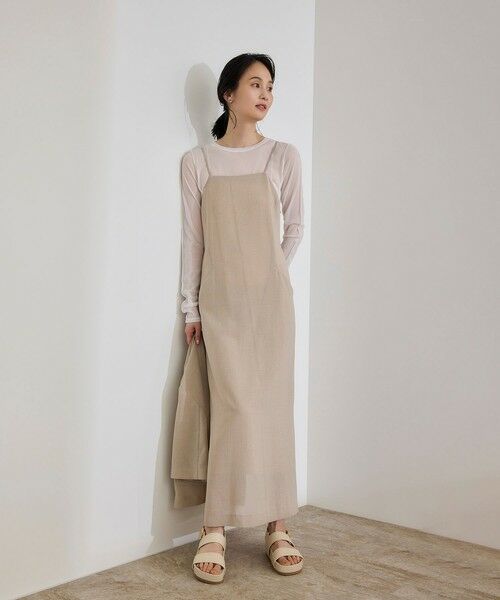 ROPE' / ロペ ロング・マキシ丈ワンピース | 【WEB・一部店舗限定】リネンライクキャミソールワンピース/洗える | 詳細10