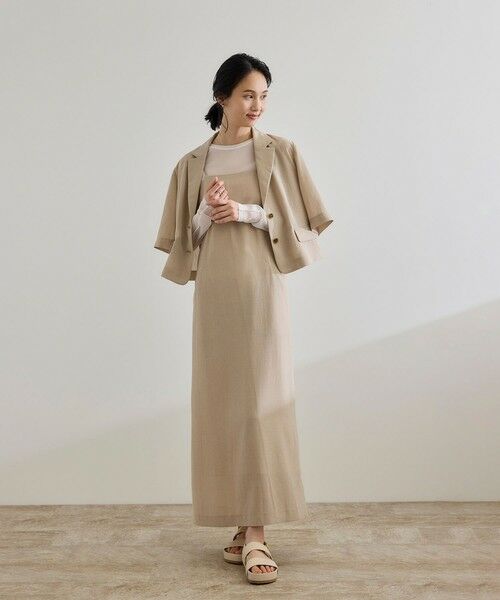ROPE' / ロペ ロング・マキシ丈ワンピース | 【WEB・一部店舗限定】リネンライクキャミソールワンピース/洗える | 詳細4
